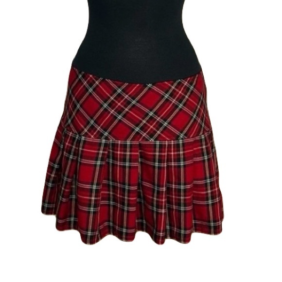 Tripp NYC Sz S Red Plaid Pleated Mini Skirt Y2K Punk Grunge Tartan Schoolgirl - Picture 7 of 12